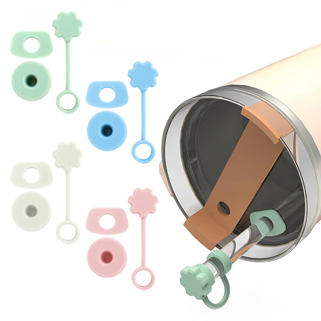 HASTHIP Straw Caps for Stanley Cup featuring Leak Stoppers and Food Grade Silicone Set of 4