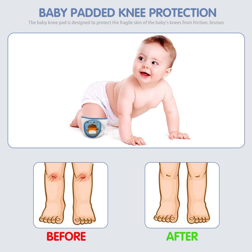 SNOWIE SOFT® 1 Pair Baby Knee Pads for Crawling Walking Practice Knee Protection Pad for Toddler Breathable Crawling Knee Protection Padded Knee Protection for Baby to Toddler 5-24 Month