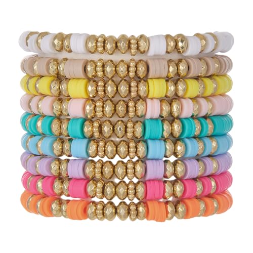 SANNIDHI® Bracelet for Girls - Bohemian Stackable Friendship Surfer Clay Beaded Bracelets