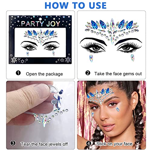 MAYCREATE® Face Gems Rhinestone Decoration Jewelry Stickers For Women Girls Mermaids Tears Makeup Artist Temporary Eyes Crystal Jewels Festival Party Rave Blue 3PCS