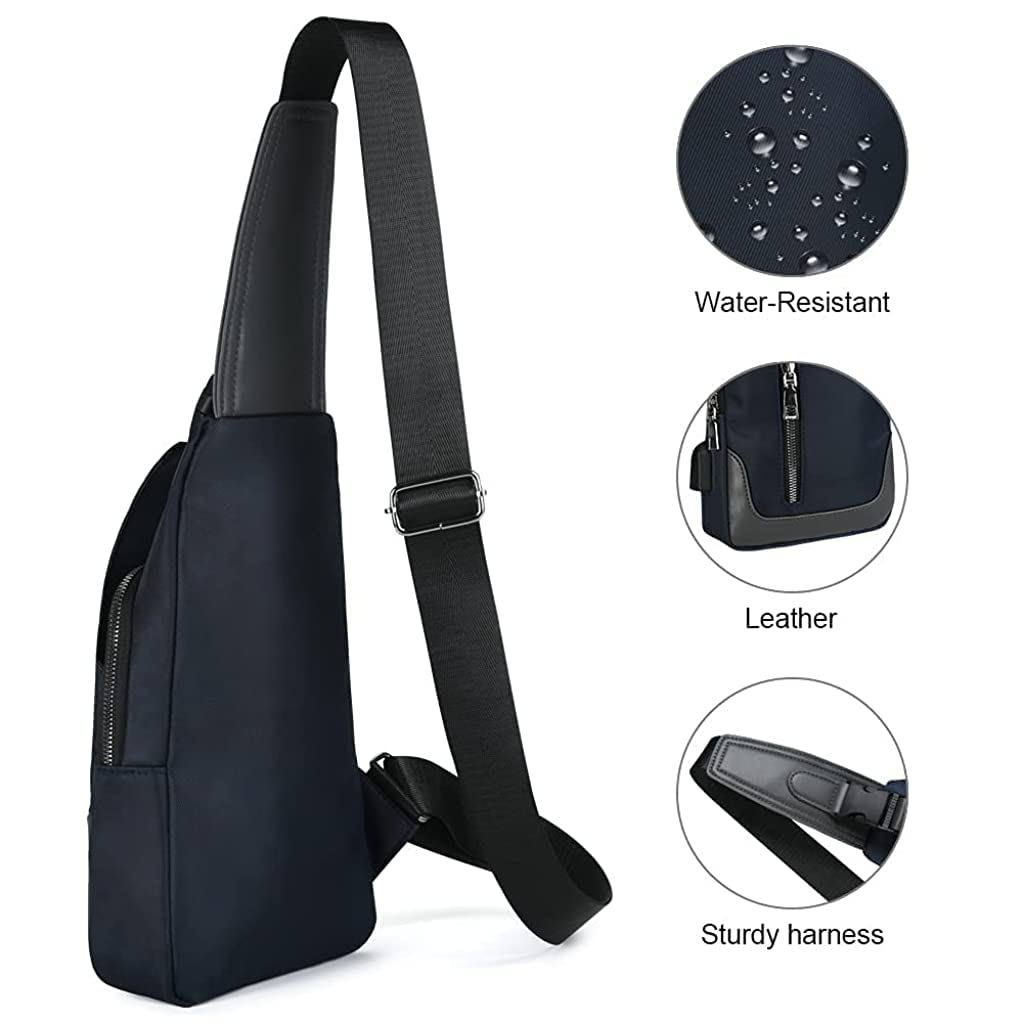 PROBEROS Crossbody Bag for Travel and Outdoor Use with USB Port & 16x6x30.5 cm Compartments | Blue Nylon Design