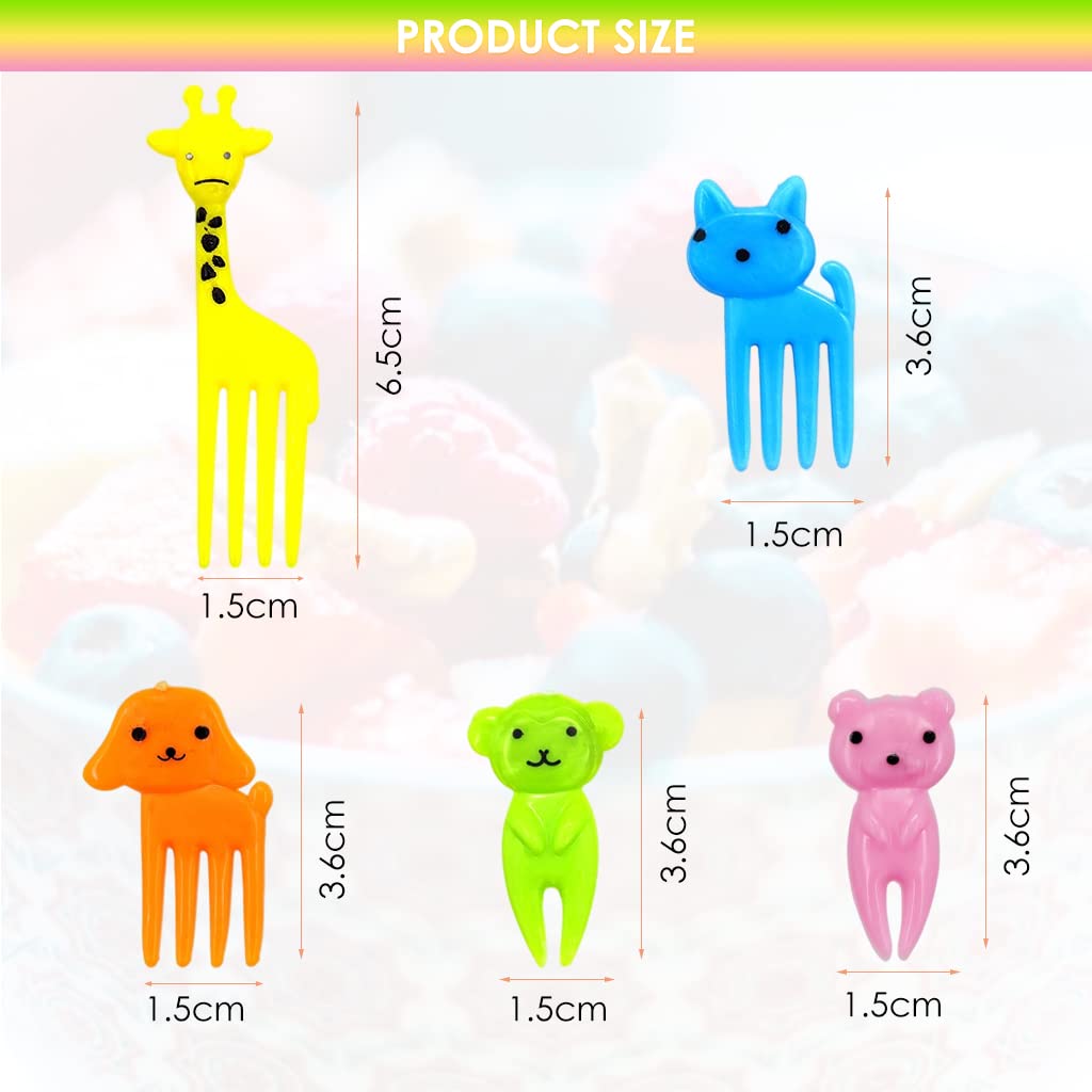 HASTHIP® 10 Pcs Dessert Fruit Forks for Kids, Cute Animals Little Mini Cartoon Toothpick for Cake Dessert Pastry Party Supply, Reusable, Food Grade Plastic, Random Color (Giraffe)