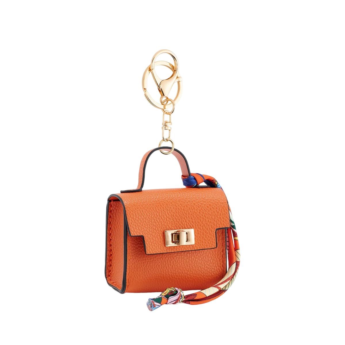 SANNIDHI Bag Charm Mini Backpack Keychain for Women with Golden Clasp 7.5x4x7cm PU Leather Case | Cute Coin Purse and Earbuds Holder