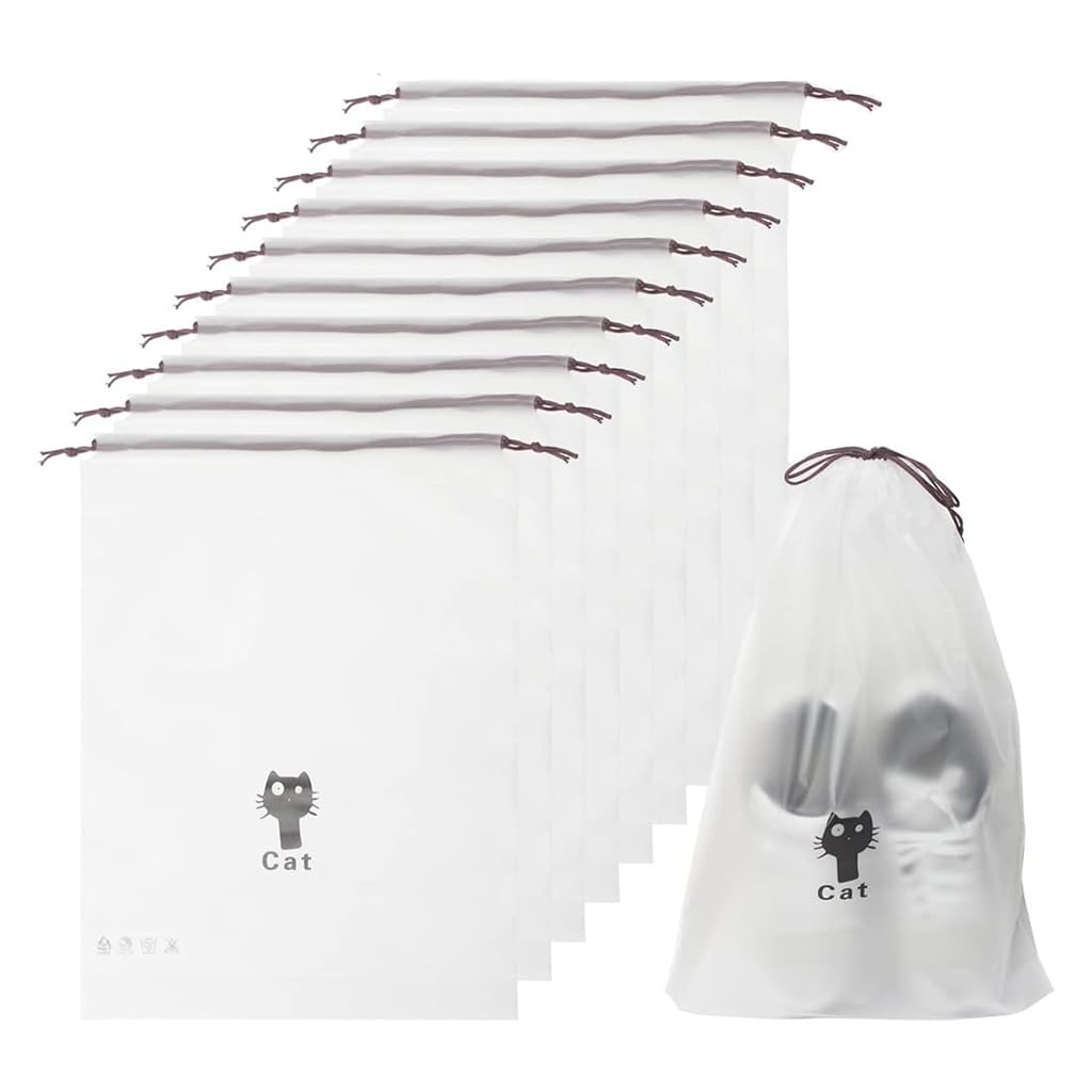 ZIBUYU Clear Drawstring Shoe Bags for Travel with Waterproof PE 30x35cm | Unisex Dustproof Storage