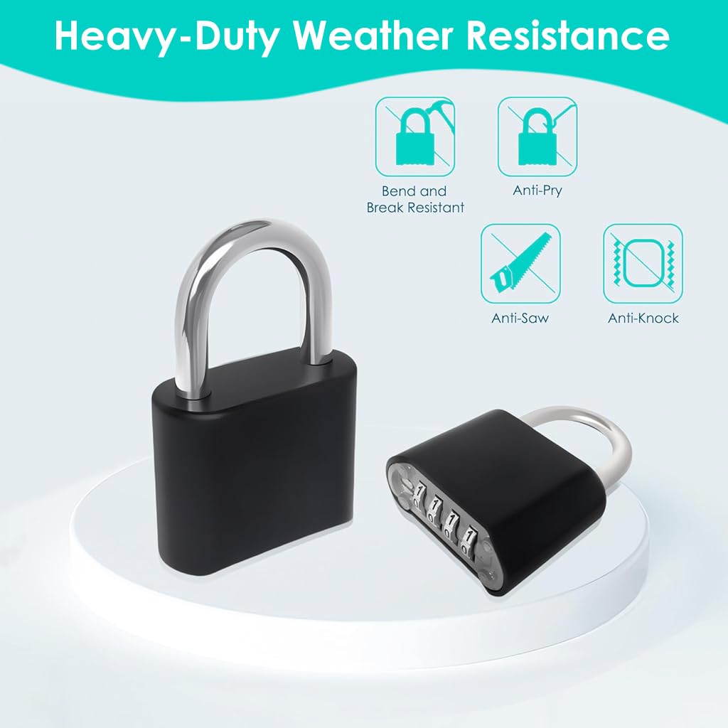 ZIBUYU Combination Padlock for Locker and Door with 4 Digit Resettable Code and Steel Shackle