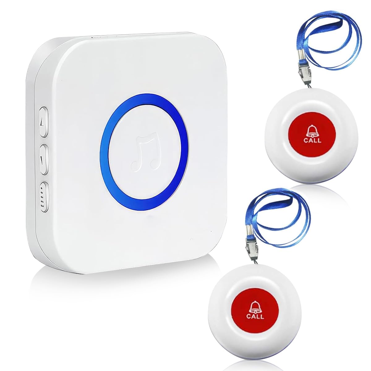 Supvox Wireless Call Buttons for Elderly Monitoring with 1148 ft Range and LED Flash Alert | 2 Transmitters and 1 Receiver