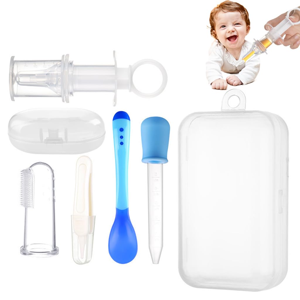 SNOWIE Baby Medicine Dispenser Kit for Liquid Medicine with 5 Pcs Syringe and Dropper Set | Blue