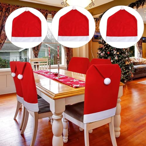 HASTHIP® Christmas Chair Cover Set of 6 Christmas Sock Cutlery Holder for Table Christmas Hat Dining Christmas Chair Cover Universal, Christmas Decorations Items, 12pcs