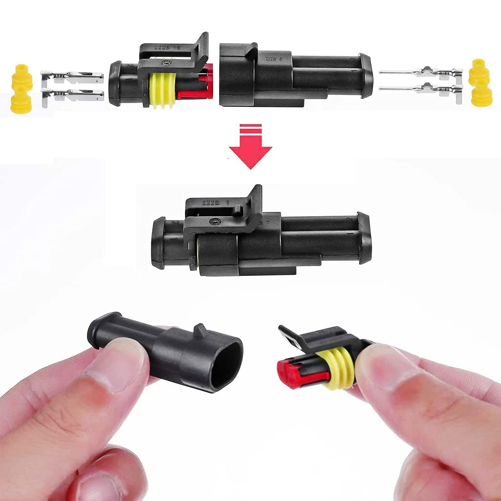 ZIBUYU 2 Pin Car Electrical Wire Connectors for 16-22 AWG with Silicone Seal | 20 Sets