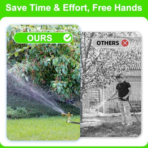 ORTIZA® Garden Rotating Water Sprinkler, 360° Adjustable Sprinkler for Garden Watering, Universal Zinc Alloy Sprinkler Nozzle with Stainless Steel Rod, Garden Irrigation System for Garden Lawn