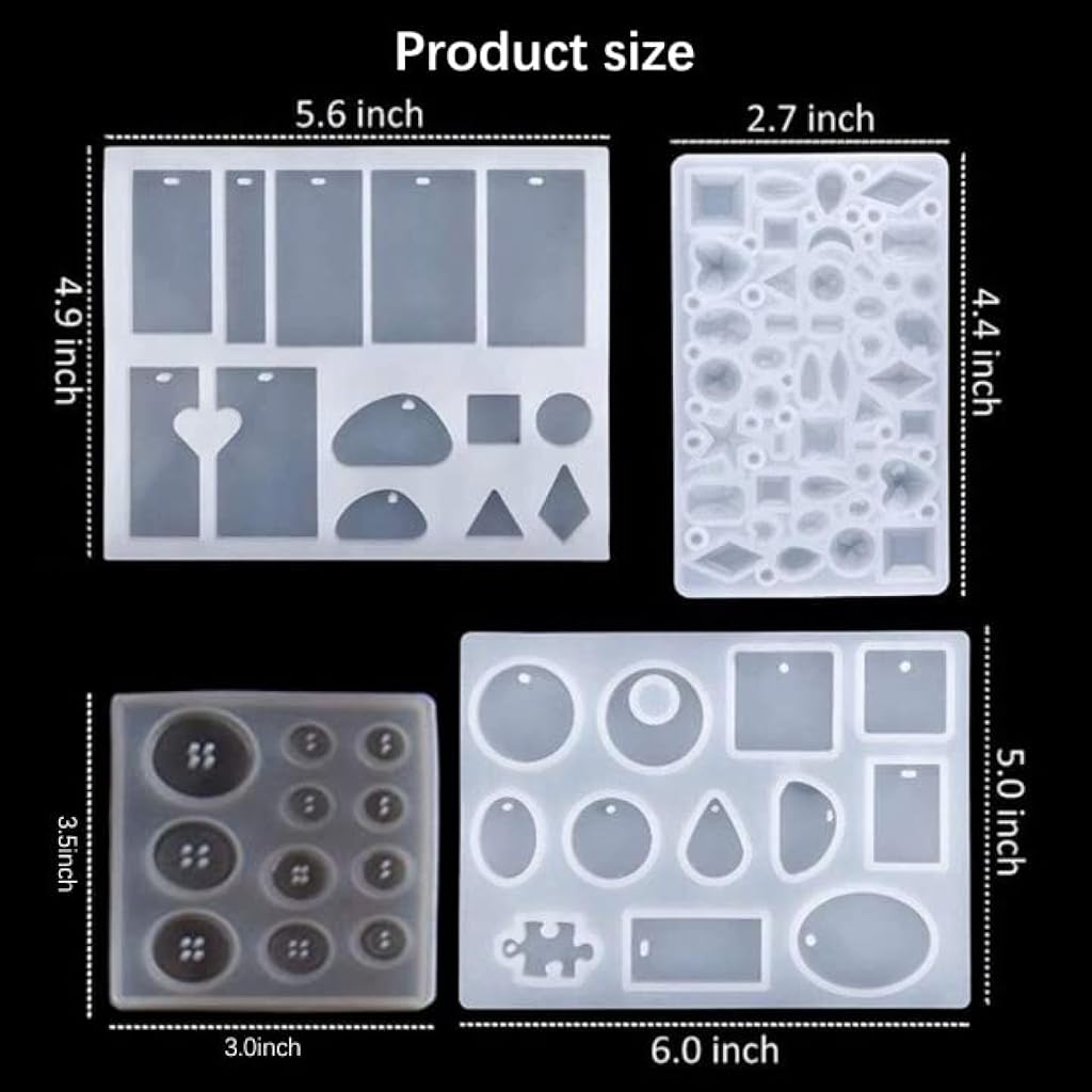 ELEPHANTBOAT® 73 pcs Silicone Resin Moulds for Craft,Resin Casting Mold Kit for DIY Resin Craft,Wax Art,Jewellery Making