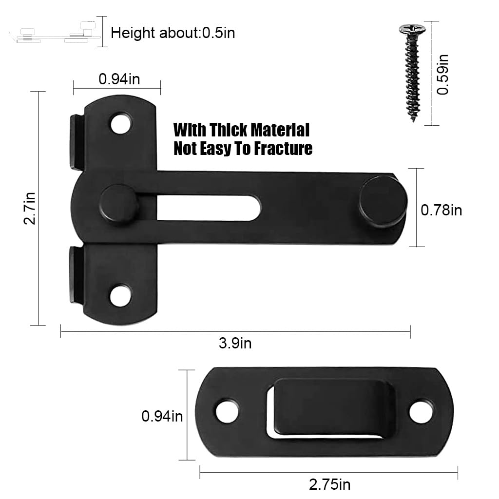 HASTHIP Door Latch for Barn and Bathroom Doors featuring 180 Degree Flip Lock | 2Pcs Stainless Steel