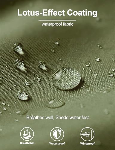 Venzina® Men's 3-in-1 Outdoor Hiking Jacket, Lightweight Windproof Waterproof Jacket with Detachable Fleece Liner for Winter Sports, Camping, Travel, Army Green-M