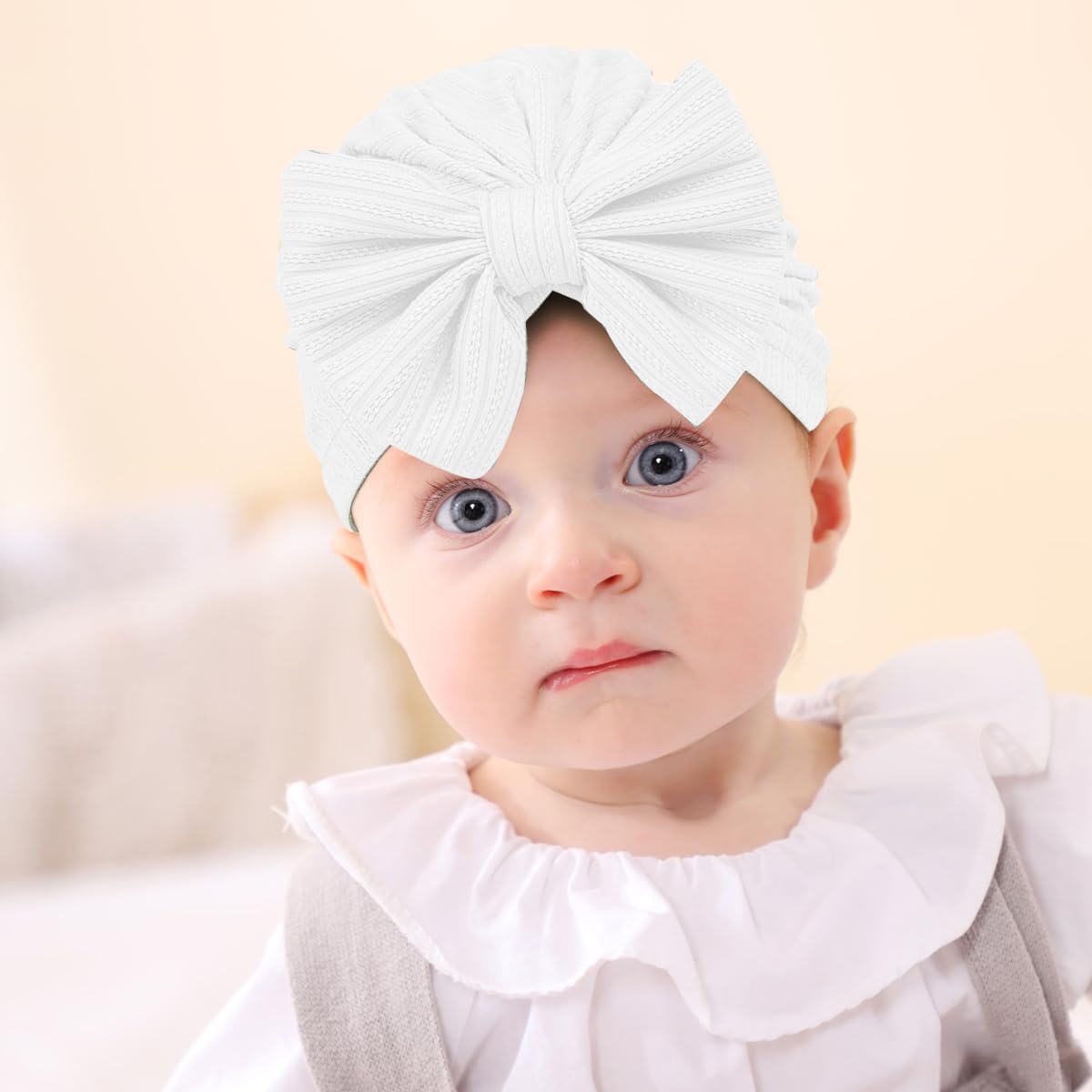 PALAY Baby Cap Set for 0–12 Months featuring Soft Stretchy Bow Turban | 3pcs Infant Gift
