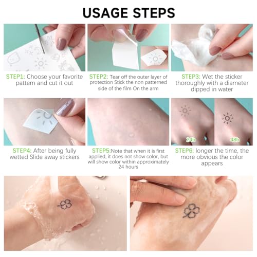 MAYCREATE® 5 Sheet Temporary Tattoo 77 Patterns Sticker Sweatproof Realistic for Kids Adults 2-Week Party Decorative for Hands Face Body 3 PCS