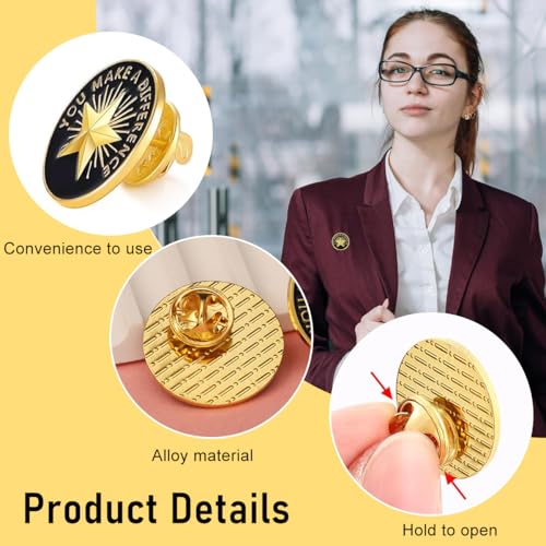 SANNIDHI® 20PCS Enamel Pins Lapel Pin Employee of The Month Star You Make A Difference Recognition Gold Plated Performance Reward for Employees Coworkers Team Gifts