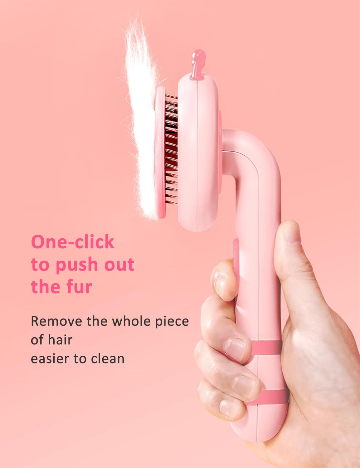 Qpets® Hair Brush for Dog and Cat, Dog Brush for Hair, Cat Comb, Dog Hair Brush, Dog Comb, Cat Brush for Hair Grooming, Self-Cleaning Brush for Removes, Short or Long Haired Cats