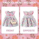 SNOWIE SOFT® Baby Girls Dress Straw Sling Bag Set Pink Daisy Flower Print Summer Dress for Girls Baby Girls Dress for 24-36 Months Birthday Gift for Baby Girls