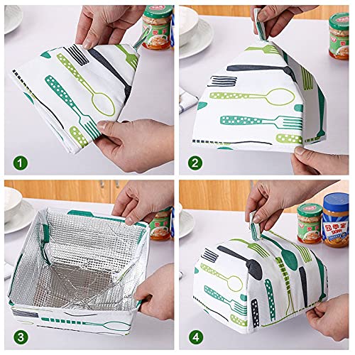 ELEPHANTBOAT Food Cover Set for Kitchen and Outdoor Use featuring Foldable Mesh Tent | 4 Pack 13.3x13.3x5.1 in and 8.2x8.2x4.7 in with Aluminium Foil Layer