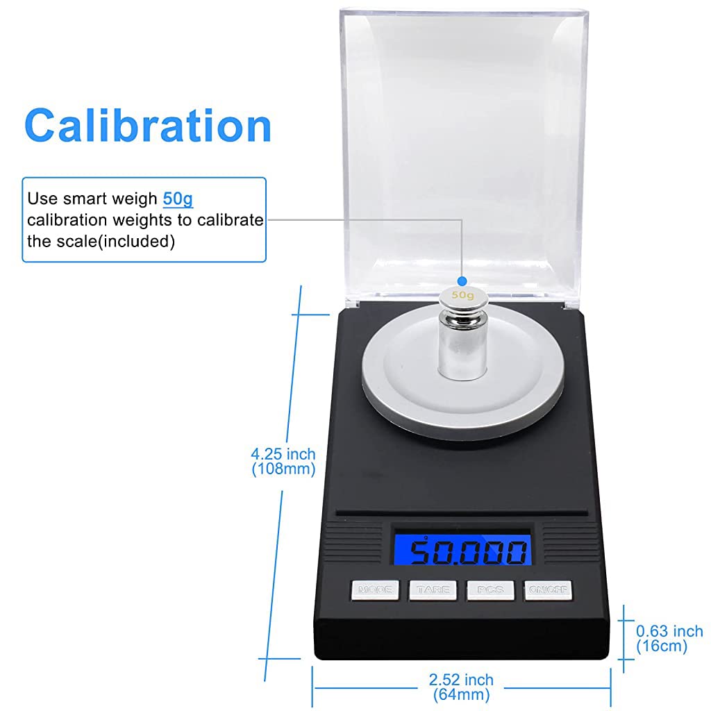 ELEPHANTBOAT Pocket Scale for Food and Jewellery with 50g 0.001g Precision Sensors | LCD Display and Protective Cover