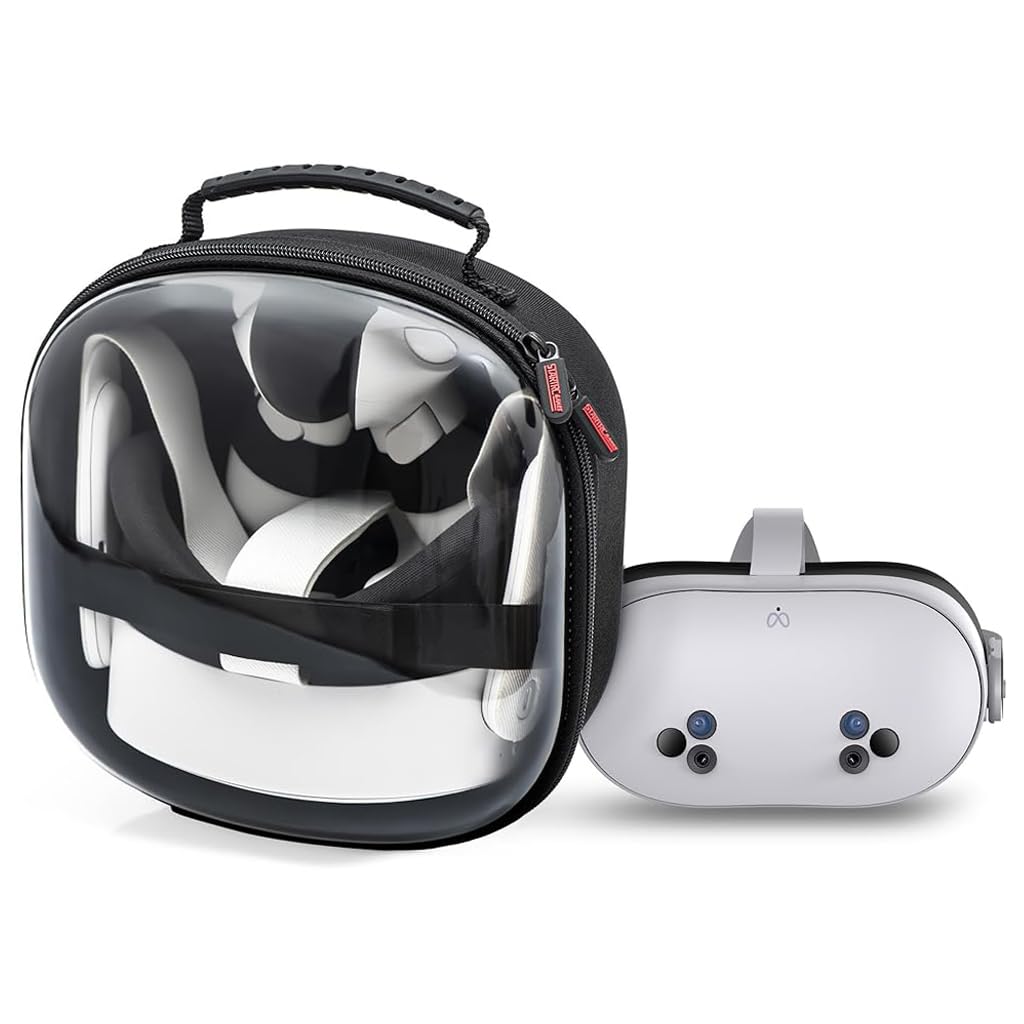 ZORBES Travel Case for Meta Quest 3S with Transparent Hard Cover and Built In Headset Band 23x12x23cm