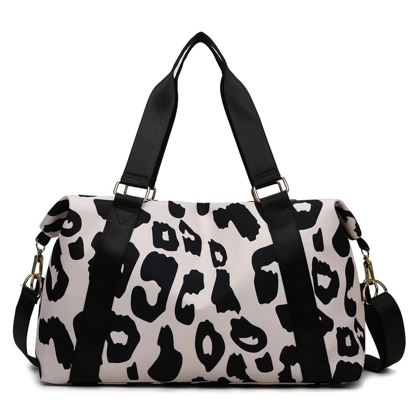 PALAY® Travel Bag Oxford Weekender Bags Large Capacity Waterproof Yoga Sports Bag Adjustable Cow Print Portable for Weekend Vacation