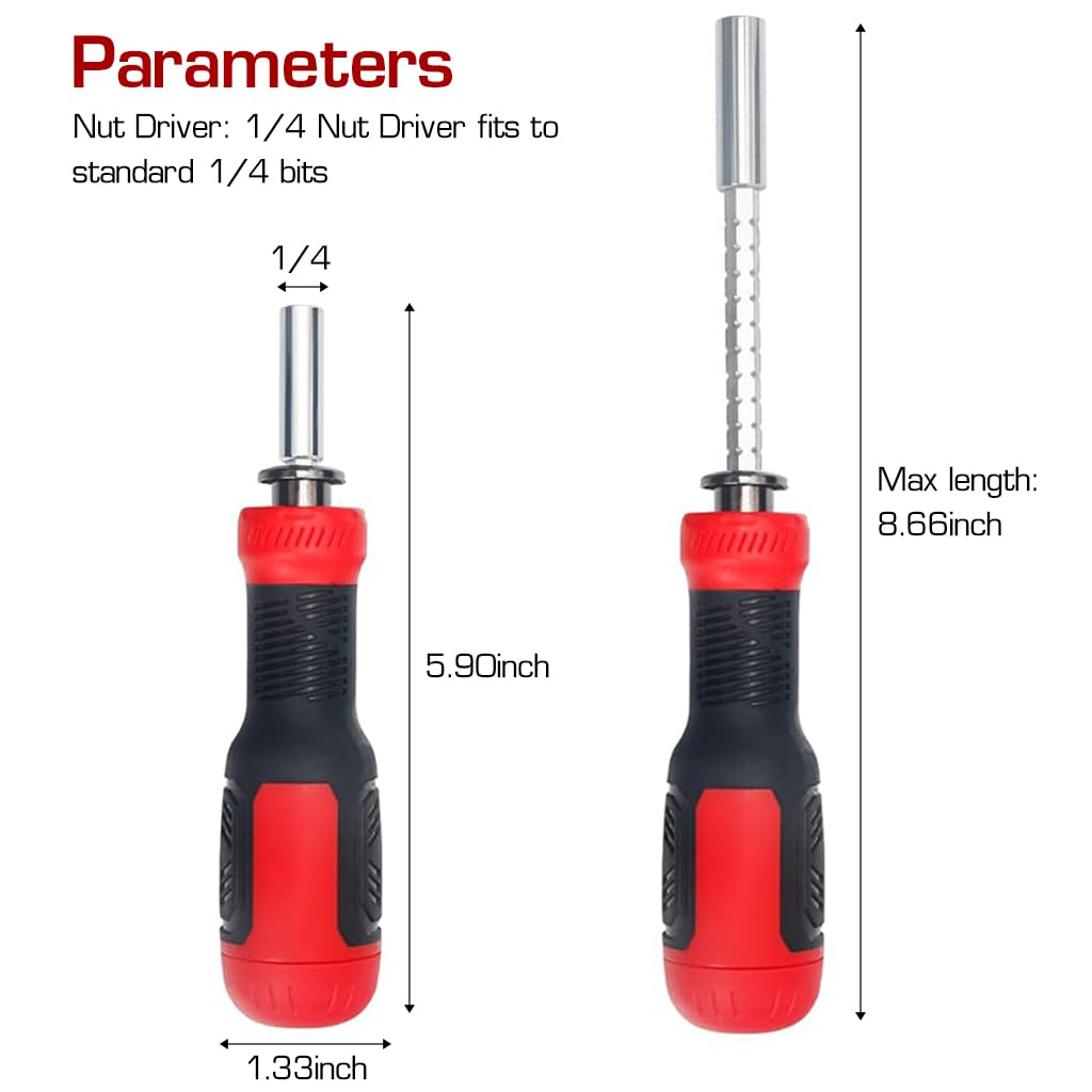 Serplex® 13 in 1 Screwdriver 12pcs Bits, Multi Screwdriver Multi-bit Screwdriver Set Tool, Portable Multi-Purpose Screwdriver, Screw Driver Set Kit, Slotted/Philips/Pozi/Torx/Square, Nut Driver