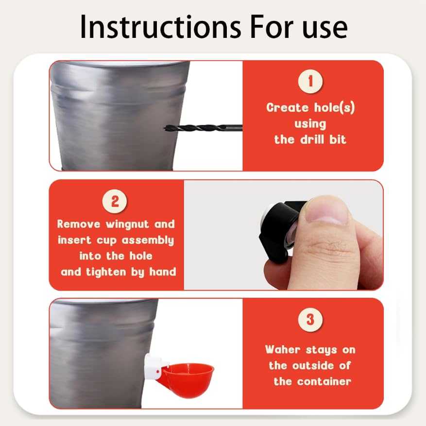 ZIBUYU Automatic Chicken Waterer Cups for Clean Hydration and Easy Backyard Flock Care