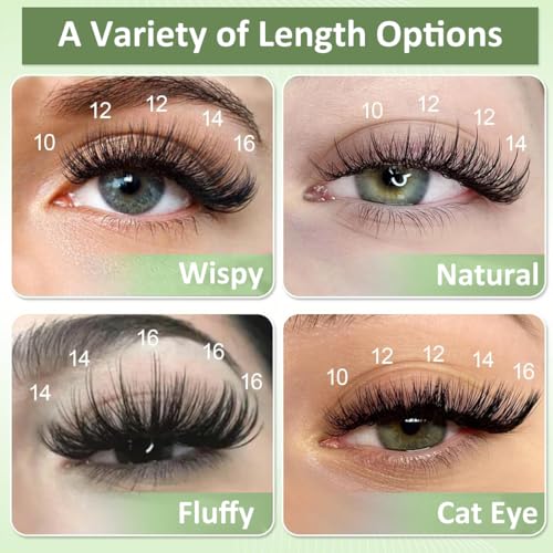 MAYCREATE® False Eyelash Kit, Individual Lashes, 3D Effect Individual Melt Flare Lash Cluster VolumeNatural Lashes Set Waterproof For Women