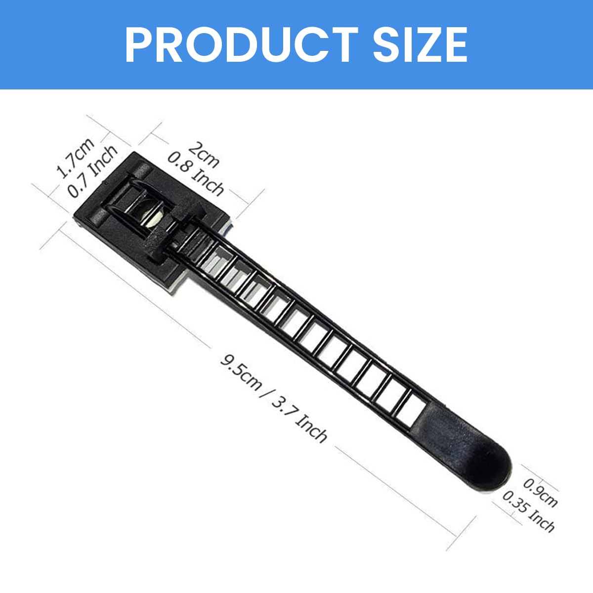 ZORBES Adjustable Cable Ties for Desk and Wire Management with Self Adhesive Base 50 pcs | Releasable Reusable Nylon 3.5 in Holders