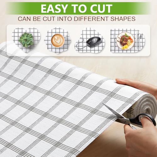 HASTHIP® Cabinet Liner Mat PVC Anti-Slip Check Printed Liner Mat Waterproof Shelf Drawer Cupboard,Trim to Fit,45cm x 300cm