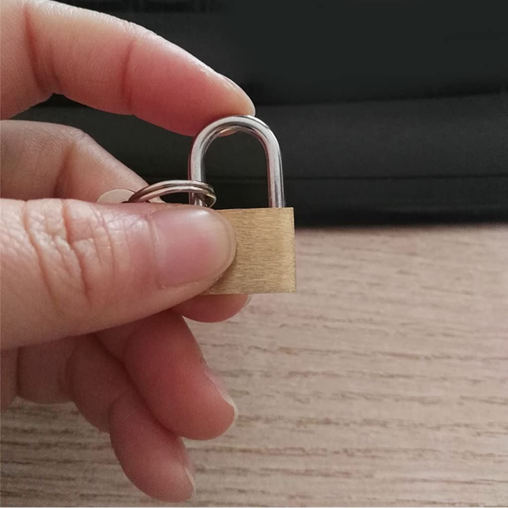 HASTHIP Mini Padlock for Suitcase and Cabinet with 3 Keys and 20×30mm Brass Core | Gold Lock
