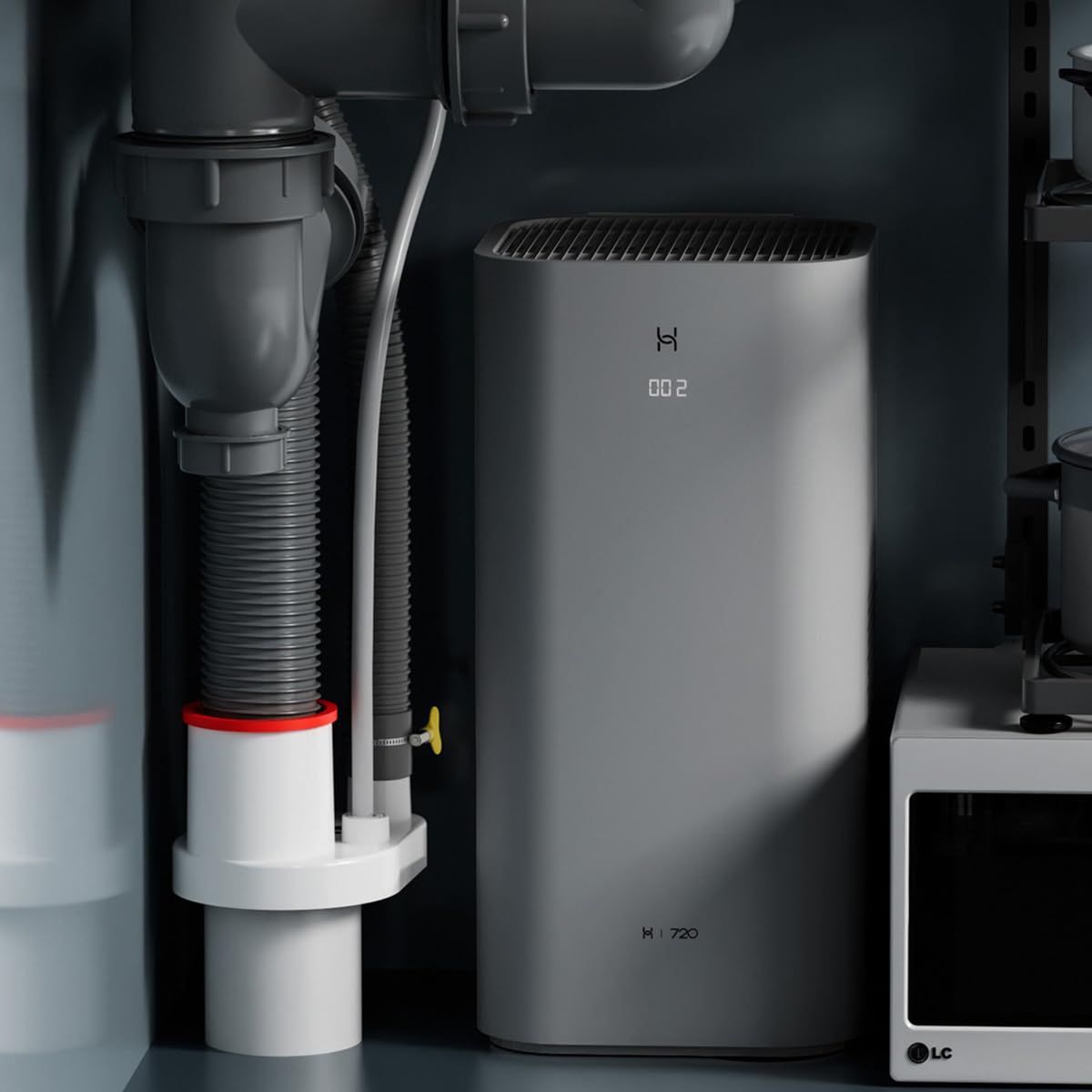 HASTHIP Drain Adapter for Sink Dishwasher and Laundry | 75mm Universal Fit with Anti-Backflow Valve and ABS Material