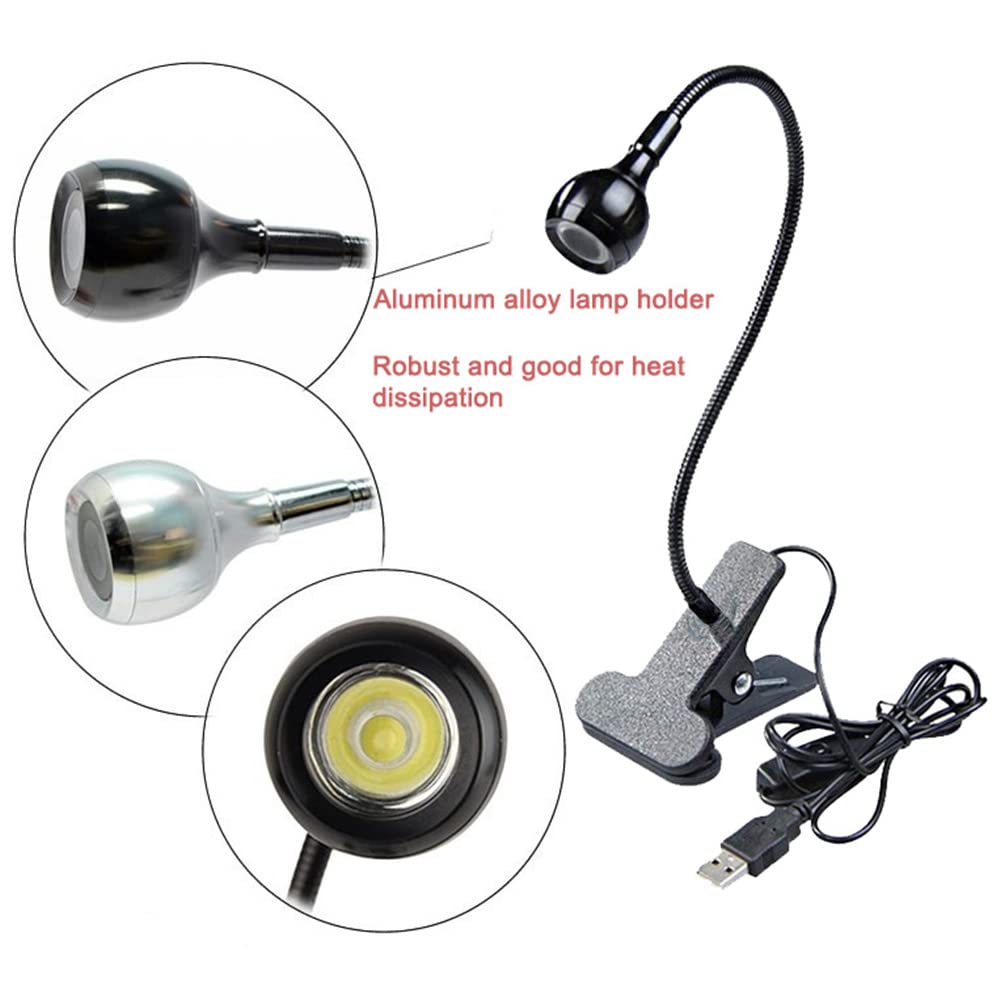 ELEPHANTBOAT LED Desk Lamp for Reading and Working with 11.8 in Flexible Gooseneck | USB Clip Light