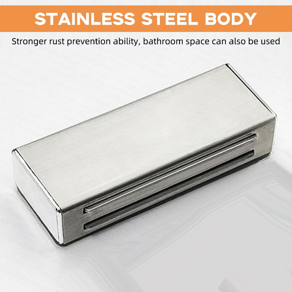 Serplex Magnetic Door Catches 2PCS for Cabinets with 10lbs Force and Adhesive Mount | Stainless Steel No Drill Latch