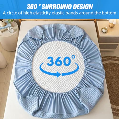 HASTHIP® 78.7'' x 59'' Bed Covers Queen Size - Waterproof Mattress Protector Queen Size Bed Mattress Protector Queens Sizes Ultra Soft Cooling Mattresss Cover, Blue