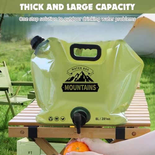 Proberos 2Pcs Water Bag with Valve 8L Capacity Outdoor Water Bag with Handle Food Grade Reuseable Water Jug Bag Camping Water Carrier Clean Water Container