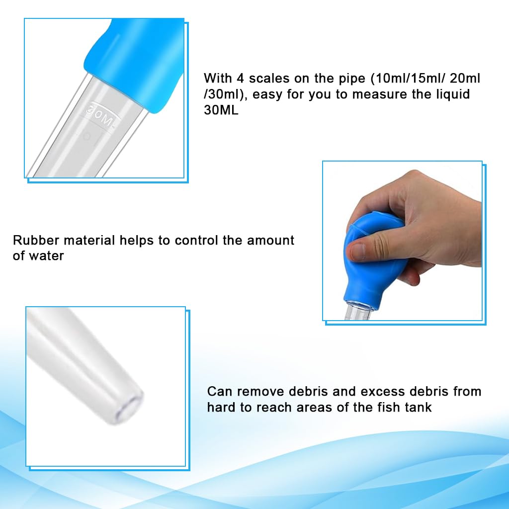 Qpets Aquarium Cleaning Dropper for Gravel and Sand | 29cm+26cm Tube with Precision Control