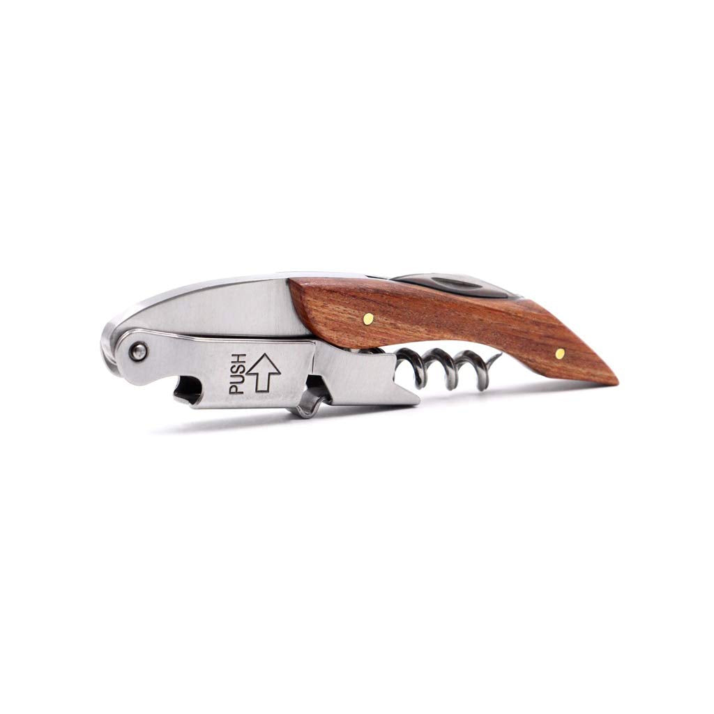 HASTHIP® 2pcs Waiters Corkscrew Wine Bottle Opener Professional Stainless Steel Wood Handle Foil Cutter