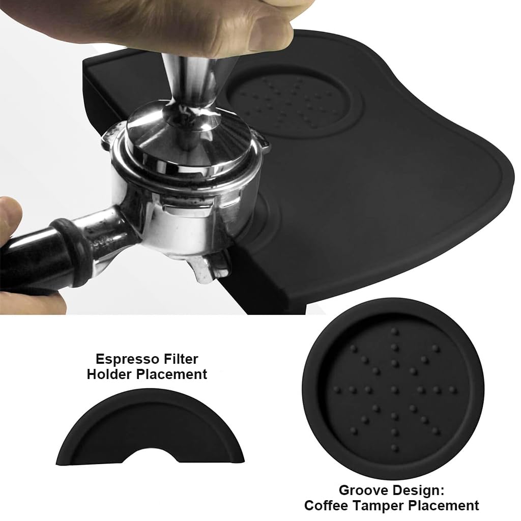 Supvox Silicone Coffee Tamper Mat for Espresso Bar featuring Non Slip Surface and 17.5x12.5x0.6cm Protective Design