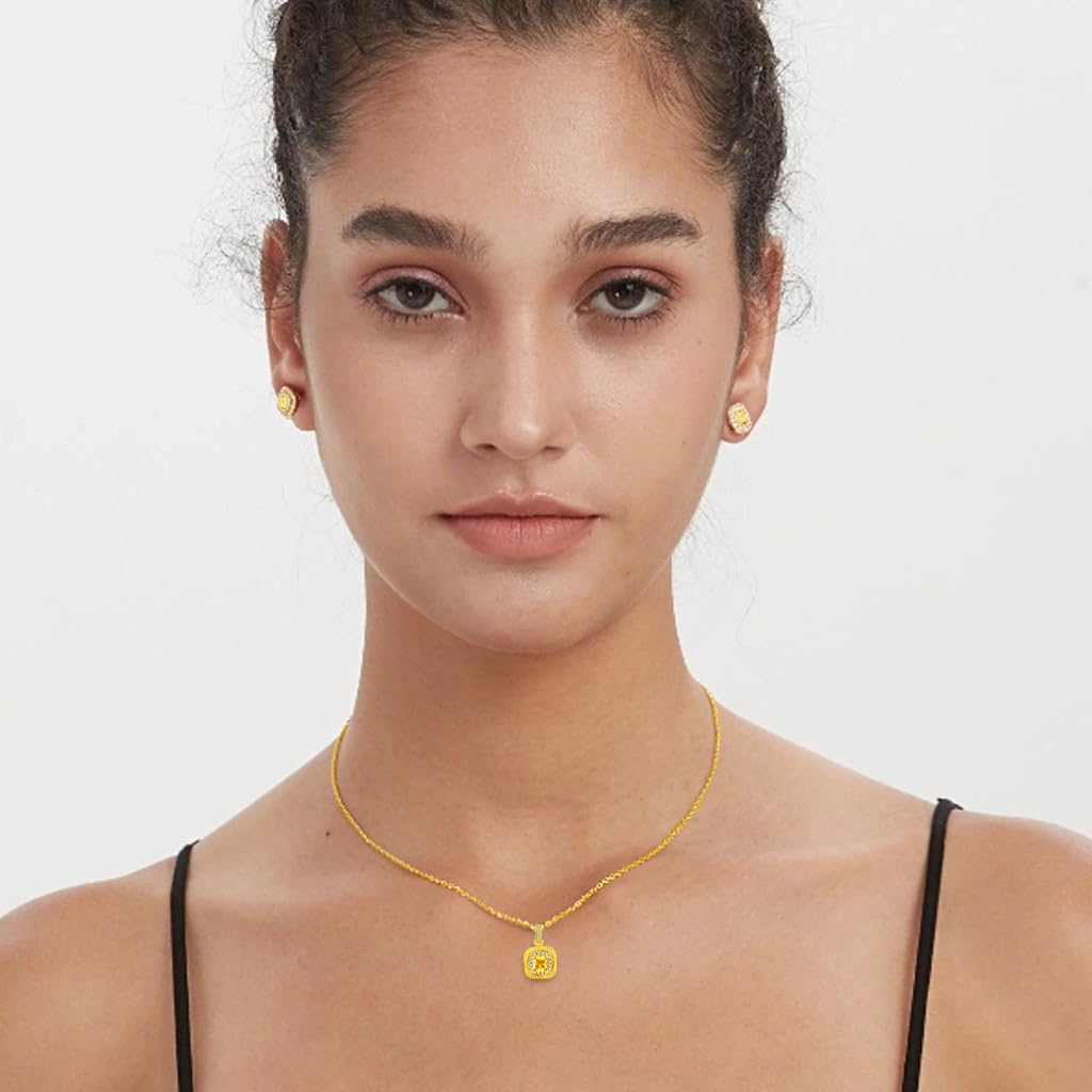 SANNIDHI Jewelry Set for Women with Cubic Zirconia Necklace and Earrings | Gold-Plated 4-Piece Bridal Gift