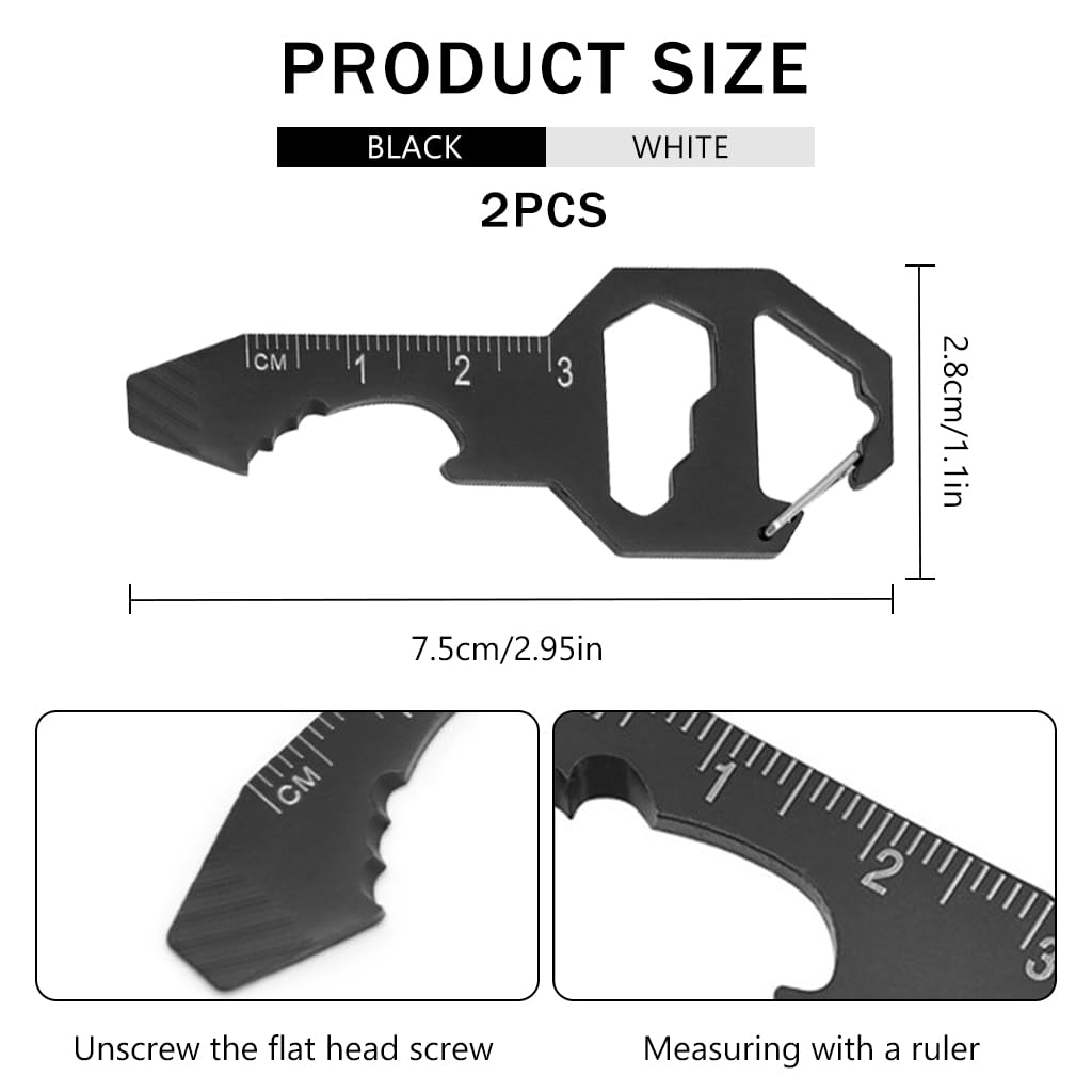 Proberos® Multi Tool for Keychain Carabiner Tool All In One Multifunctional Tool Bottle Opener Mini Scale Hex Wrench Tool Creative Key-shaped Multifunctional Tool for Camping, Hiking, Daily