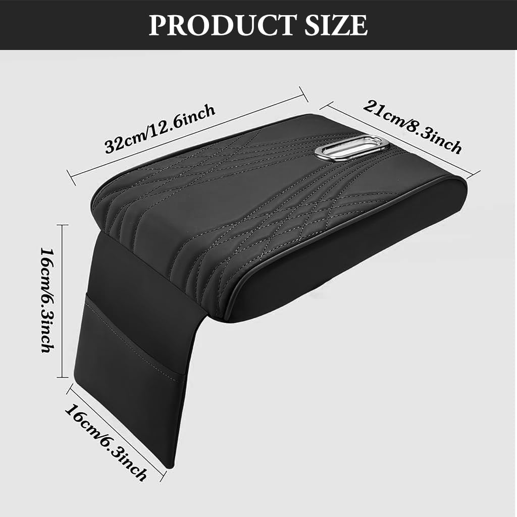 ZORBES® Car Armrest Pad 3 in 1 Multipurpose Center Console Arm Rest with Tissue Holder & Storage Pouch Fashion PU Armrest Pad Car Center Console Pad Car Interior Accessory