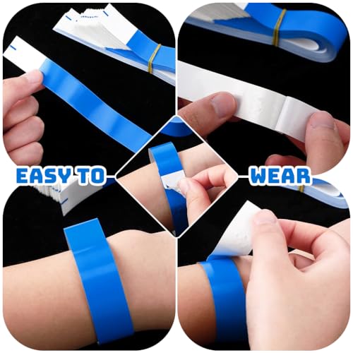 HASTHIP® 300 Pack Paper Wristbands Arm Bands for Events Neon Wrist Bands, Lightweight Colored Wristbands Concert Party Wristbands Party Waterproof Hand Bands, Blue 3 PCS