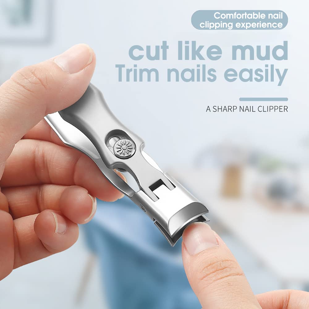 MAYCREATE Nail Clippers for Men with Rivet Button Control and 0.6×3.5 in Slim Design | Stainless Steel Cutter with Leather Cover