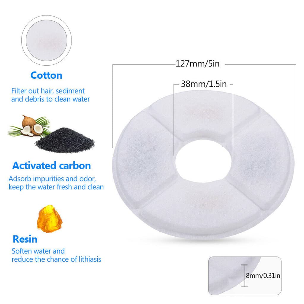 Qpets Cat Water Fountain Filter Replacement 12PCS for 81OZ 2.4L Fountain with Triple Filtration System | Activated Carbon Washable Filters