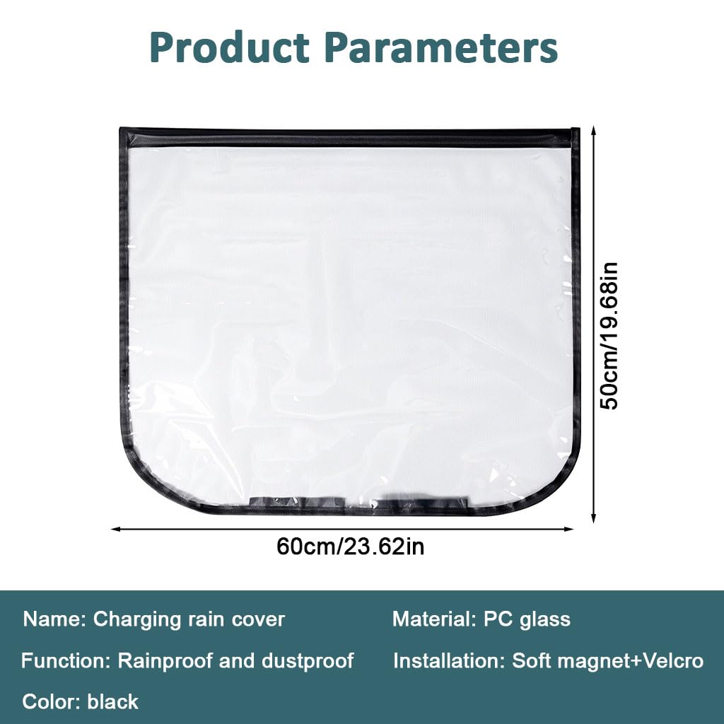 STHIRA Magnetic Waterproof EV Charger Cover for Electric & Hybrid Vehicles featuring Clear 60x50cm Design
