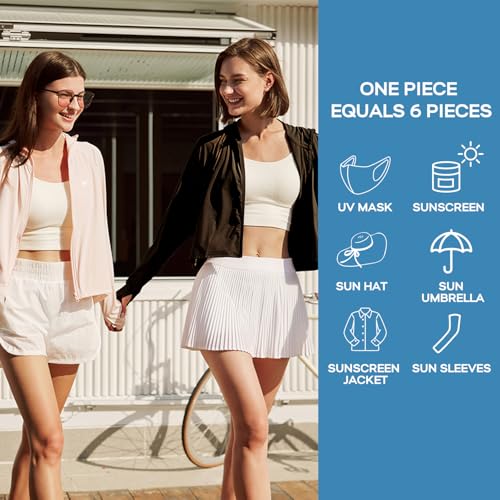 Venzina® Women's UPF 50+ Athletic Jacket Long Sleeve Lightweight Sunscreen Protective Clothing UV Sun Protection Full Zip Cooling Hoodie for Women for Outdoor Hiking, Black-2, M