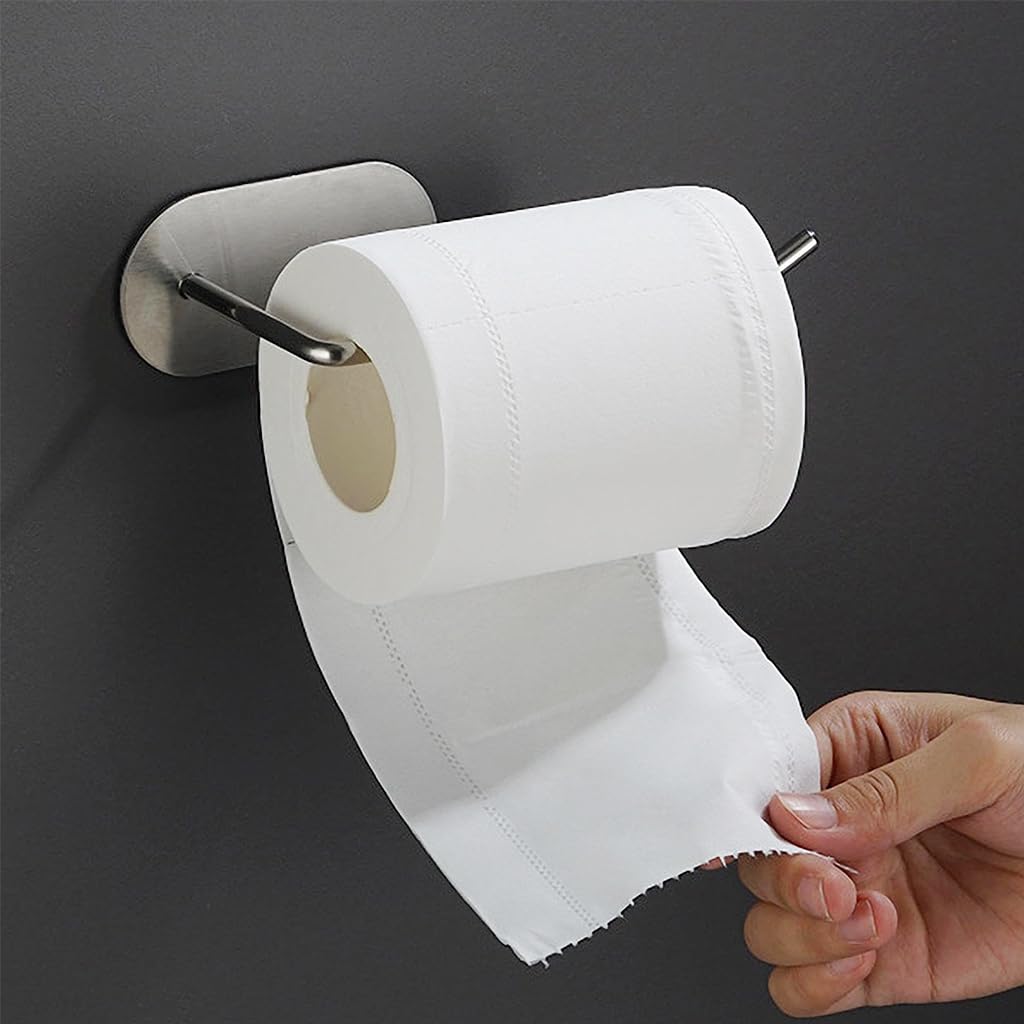 ZIBUYU® Stainless Steel Toilet Paper Holder Rack Wall Self Adhesive Toilet Paper Roll Holder Bathroom Toilet Paper Holder Rack Kitchen Dish Cloth Rack