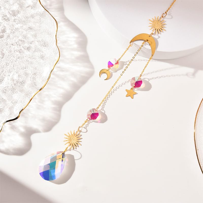 HASTHIP® 8PCS Crystal Sun Catcher Hanging Charms for Home Decor Glittering Reflective Colorful Light Ornaments Window Room Balcon
